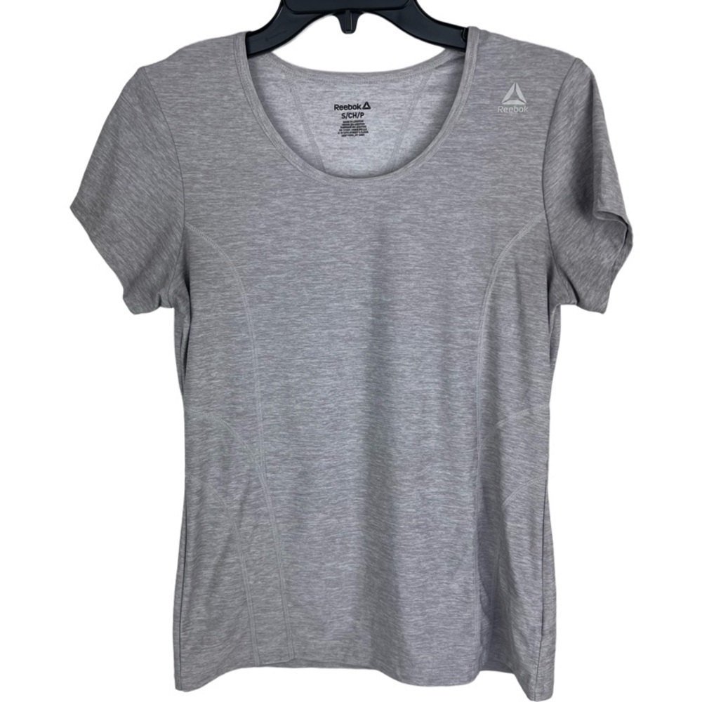 ✅ Reebok Woman’s Gray Round Neck short sleeve workout tee shirt size Small